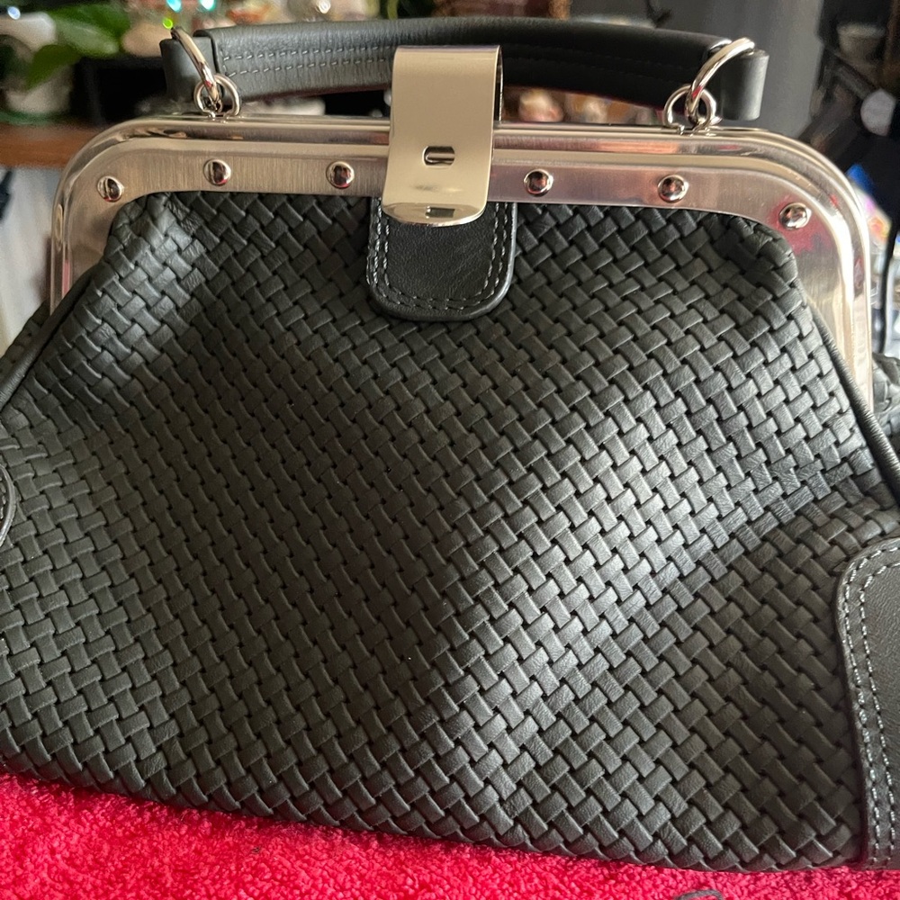 Elegant Black Woven Satchel